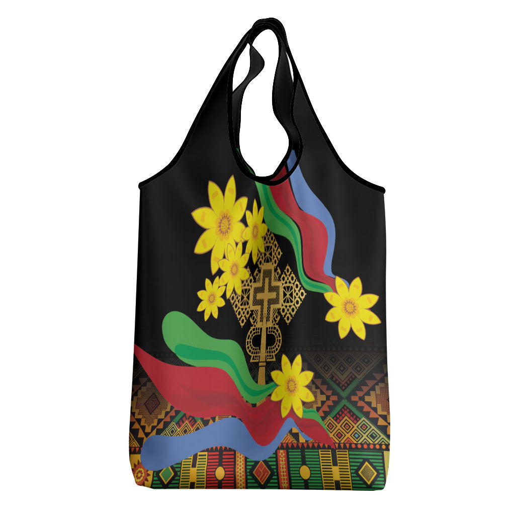 Eritrea Meskel Grocery Bag Eritrean Tribal Meskel Daisy Flag Inspired