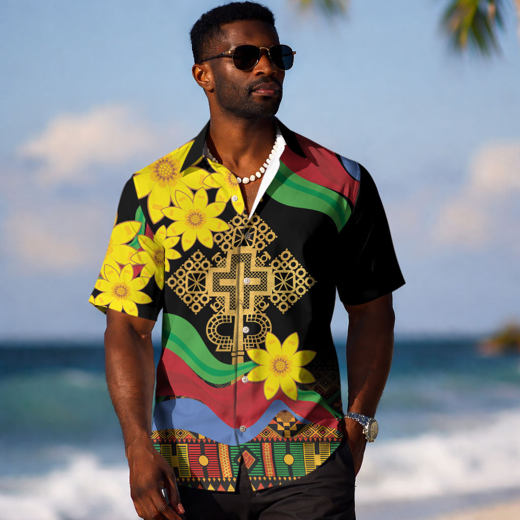 Eritrea Meskel Hawaiian Shirt Eritrean Tribal Meskel Daisy Flag Inspired