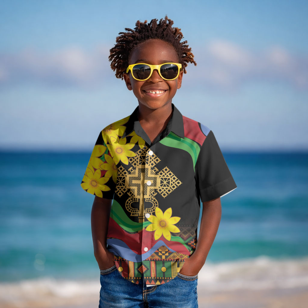 Eritrea Meskel Kid Hawaiian Shirt Eritrean Tribal Meskel Daisy Flag Inspired