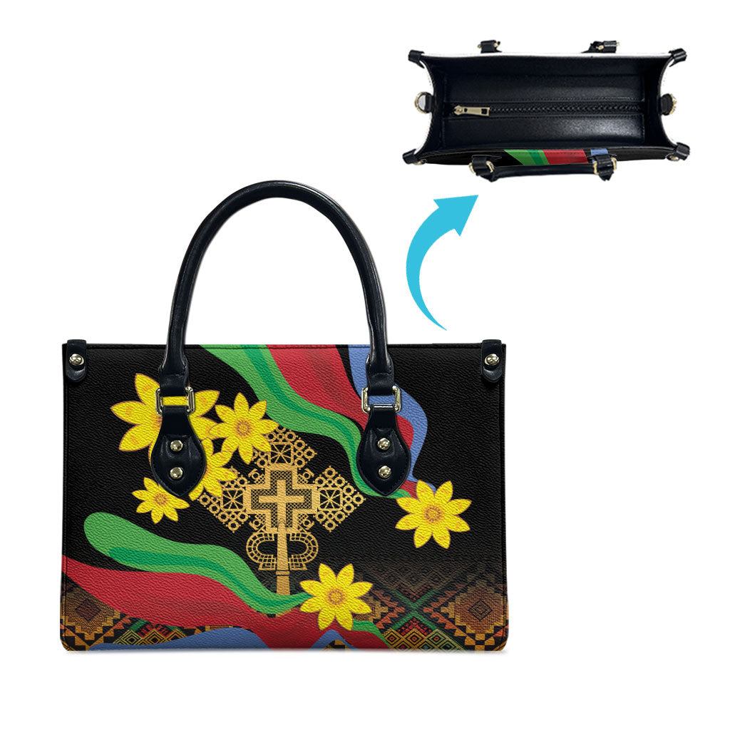 Eritrea Meskel Leather Bag Eritrean Tribal Meskel Daisy Flag Inspired