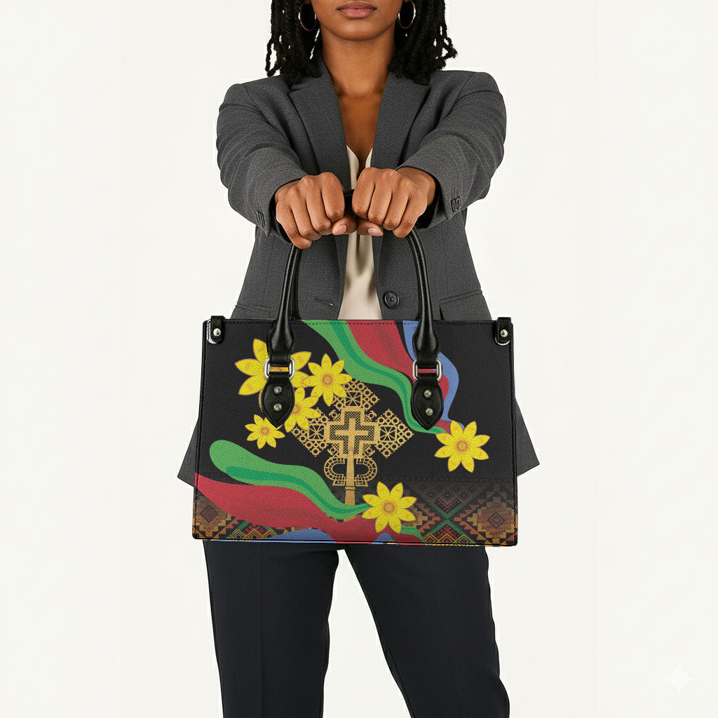 Eritrea Meskel Leather Bag Eritrean Tribal Meskel Daisy Flag Inspired