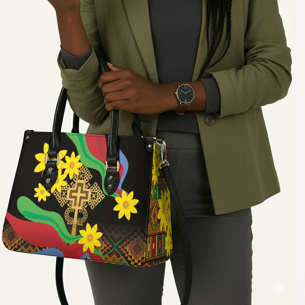 Eritrea Meskel Leather Bag Eritrean Tribal Meskel Daisy Flag Inspired