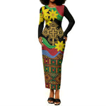 Eritrea Meskel Long Sleeve Bodycon Dress Eritrean Tribal Meskel Daisy Flag Inspired