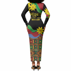 Eritrea Meskel Long Sleeve Bodycon Dress Eritrean Tribal Meskel Daisy Flag Inspired