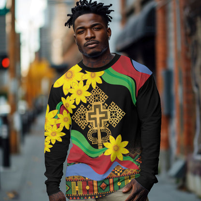 Eritrea Meskel Long Sleeve Shirt Eritrean Tribal Meskel Daisy Flag Inspired