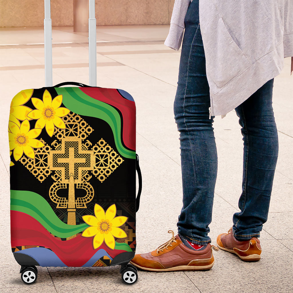 Eritrea Meskel Luggage Cover Eritrean Tribal Meskel Daisy Flag Inspired