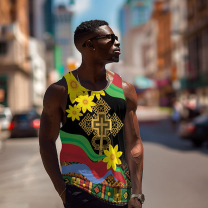 Eritrea Meskel Men Tank Top Eritrean Tribal Meskel Daisy Flag Inspired