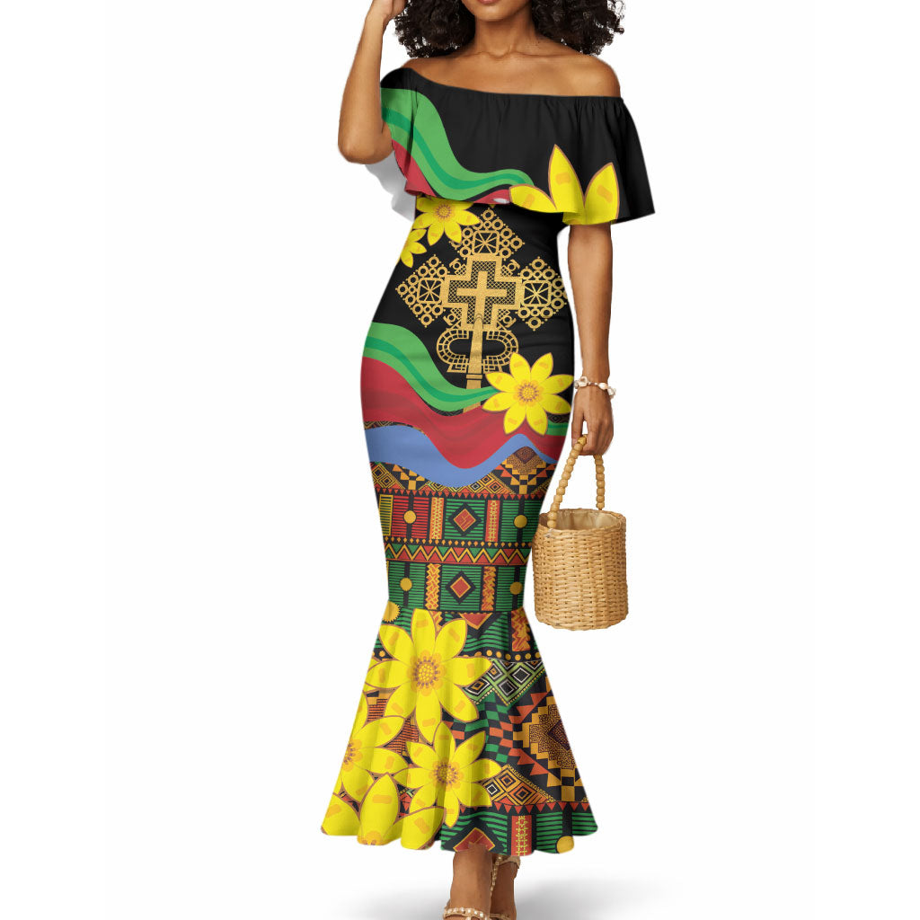 Eritrea Meskel Mermaid Dress Eritrean Tribal Meskel Daisy Flag Inspired