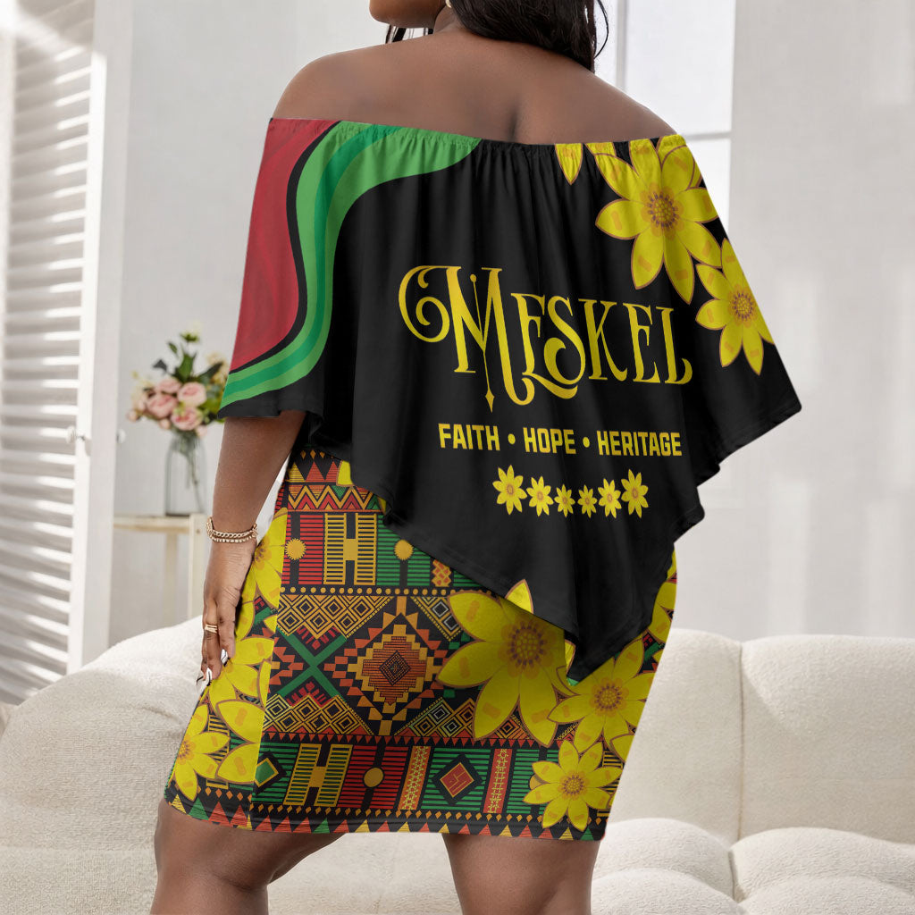 Eritrea Meskel Off Shoulder Short Dress Eritrean Tribal Meskel Daisy Flag Inspired