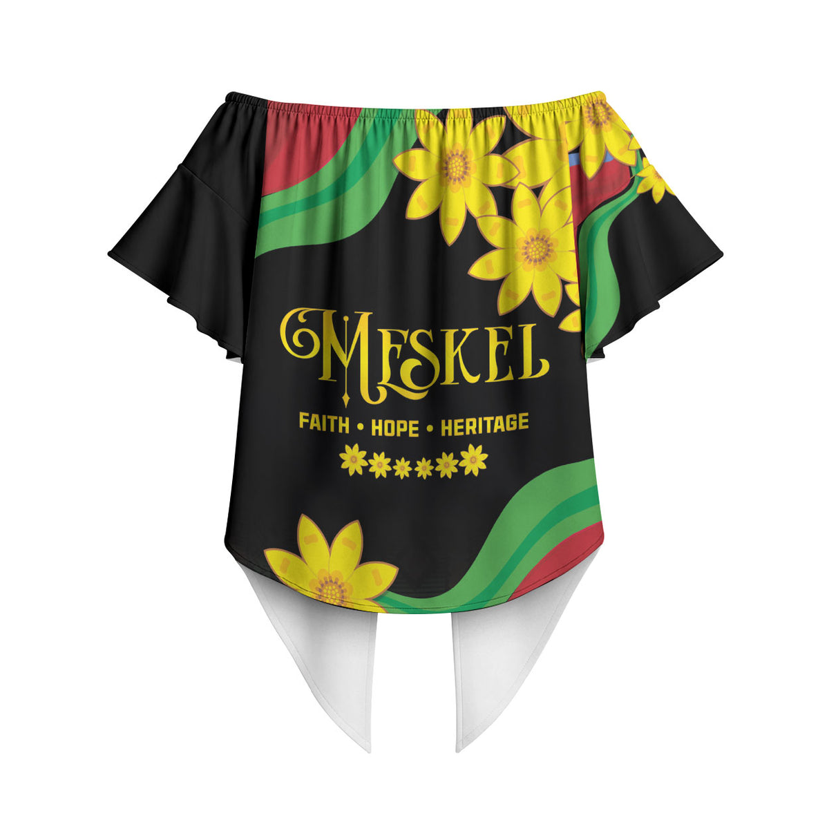 Eritrea Meskel Off Shoulder Wrap Waist Top Eritrean Tribal Meskel Daisy Flag Inspired