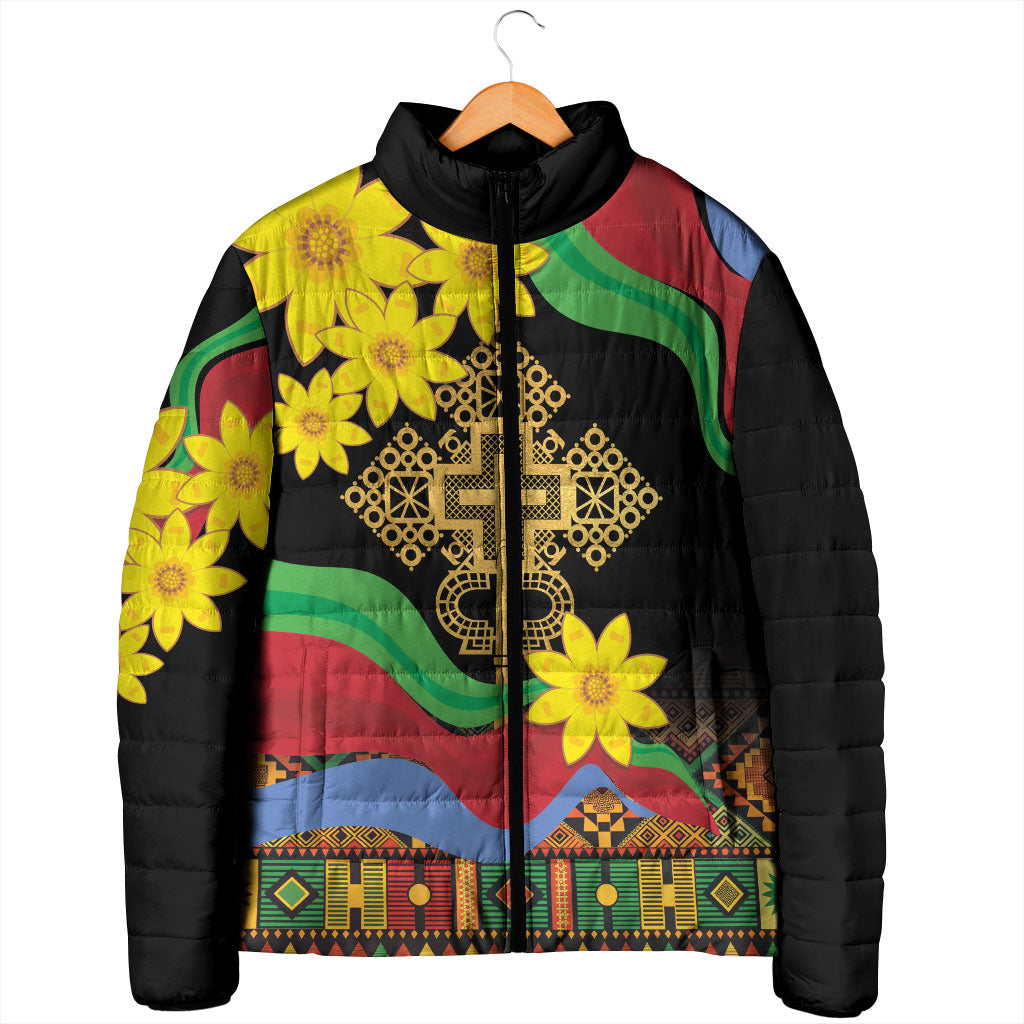 Eritrea Meskel Padded Jacket Eritrean Tribal Meskel Daisy Flag Inspired