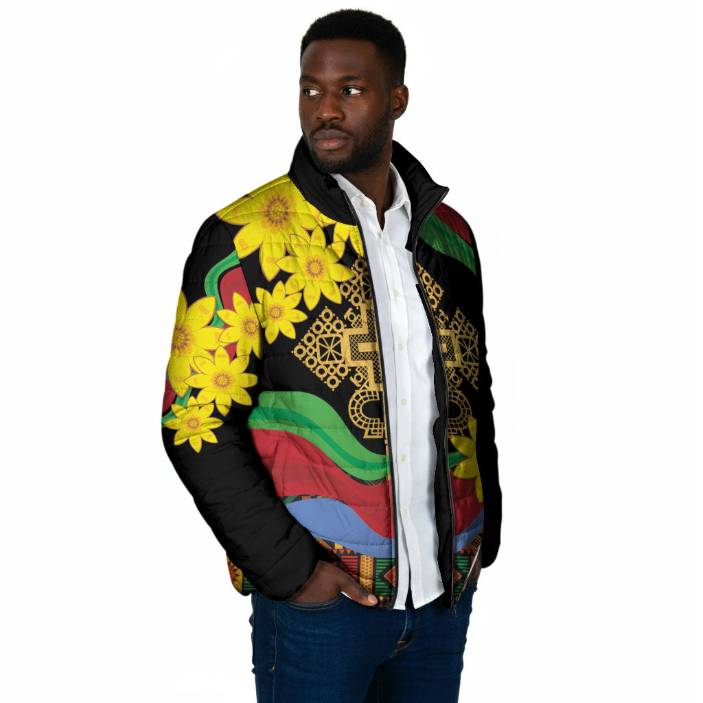 Eritrea Meskel Padded Jacket Eritrean Tribal Meskel Daisy Flag Inspired