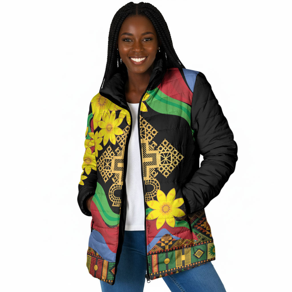 Eritrea Meskel Padded Jacket Eritrean Tribal Meskel Daisy Flag Inspired