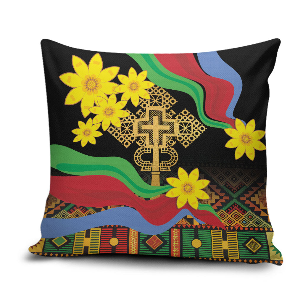 Eritrea Meskel Pillow Cover Eritrean Tribal Meskel Daisy Flag Inspired