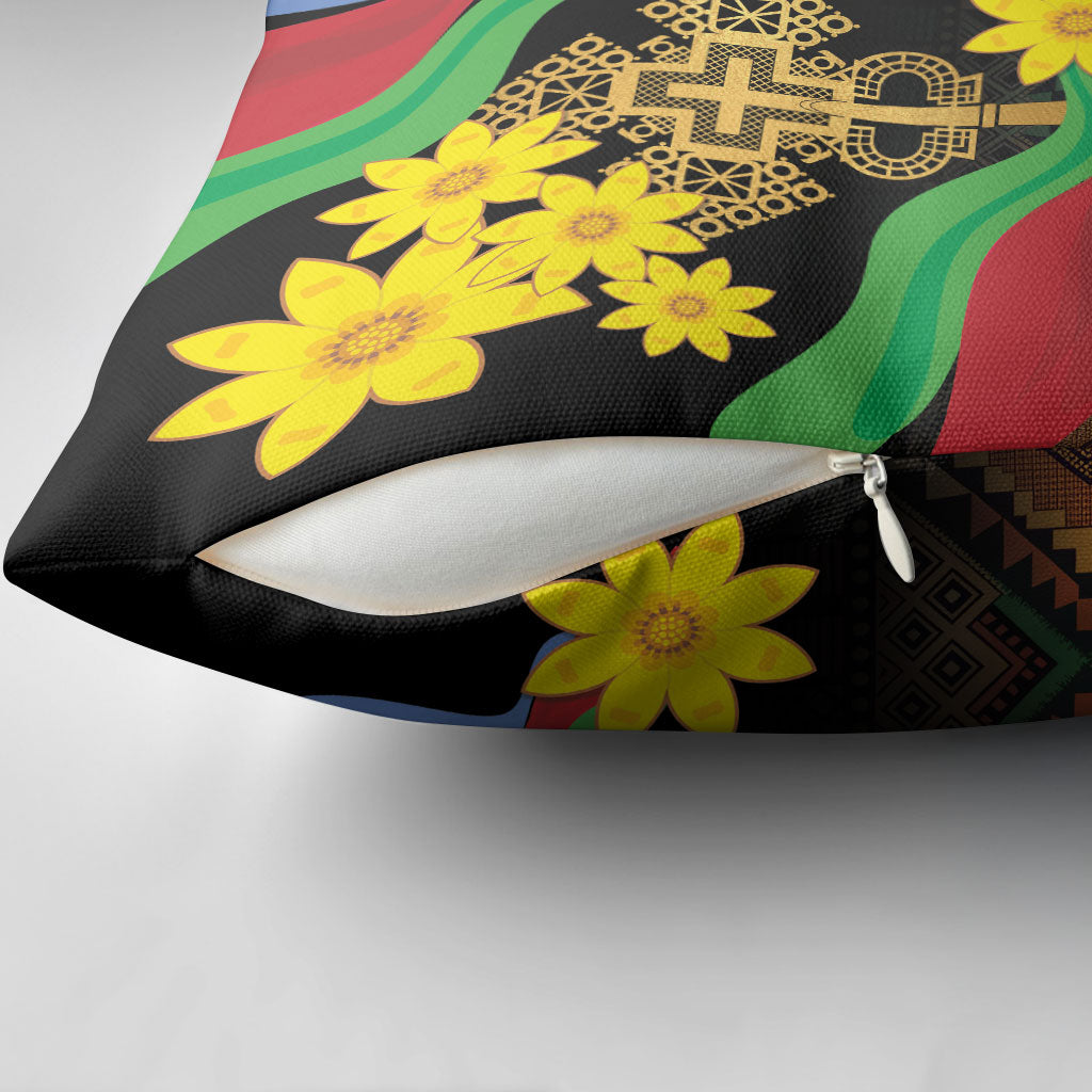 Eritrea Meskel Pillow Cover Eritrean Tribal Meskel Daisy Flag Inspired