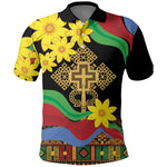 Eritrea Meskel Polo Shirt Eritrean Tribal Meskel Daisy Flag Inspired