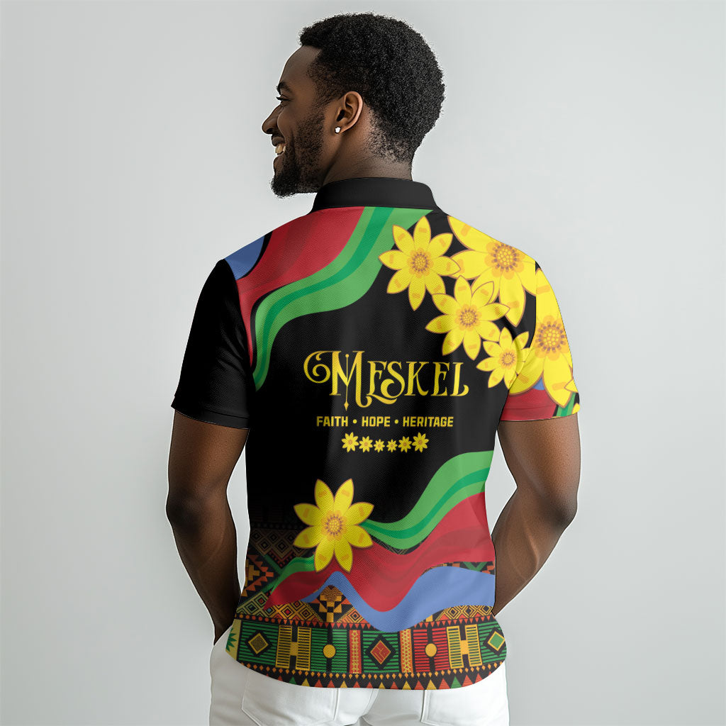 Eritrea Meskel Polo Shirt Eritrean Tribal Meskel Daisy Flag Inspired