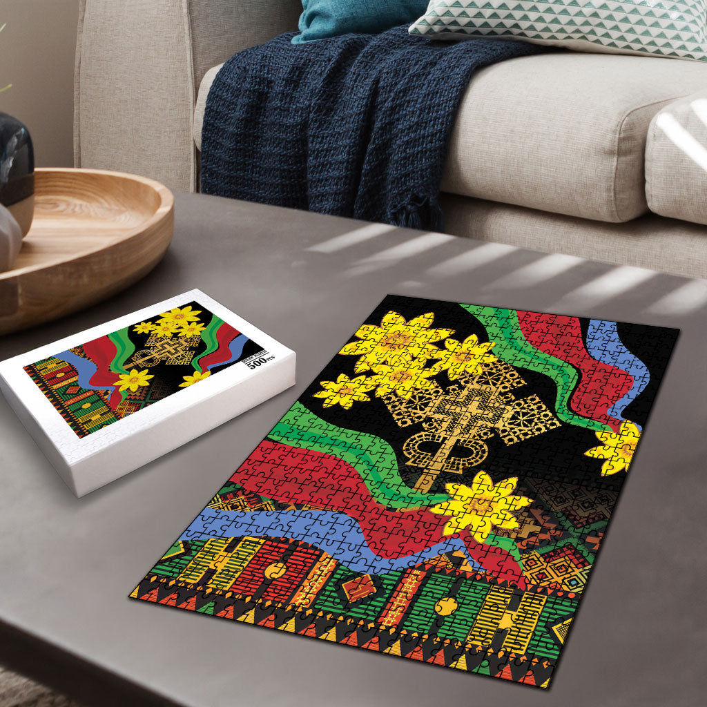 Eritrea Meskel Puzzle Eritrean Tribal Meskel Daisy Flag Inspired