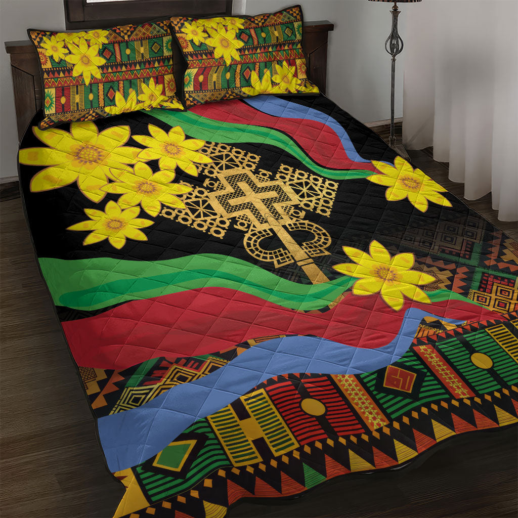 Eritrea Meskel Quilt Bed Set Eritrean Tribal Meskel Daisy Flag Inspired