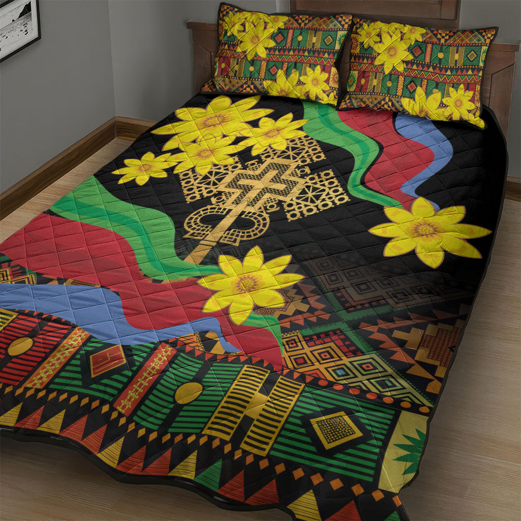 Eritrea Meskel Quilt Bed Set Eritrean Tribal Meskel Daisy Flag Inspired
