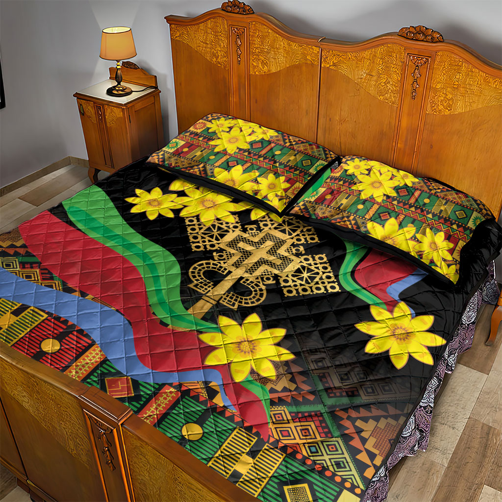 Eritrea Meskel Quilt Bed Set Eritrean Tribal Meskel Daisy Flag Inspired