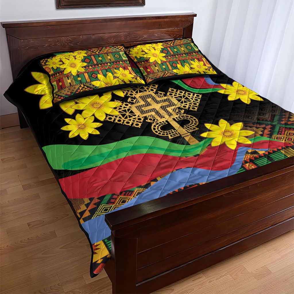 Eritrea Meskel Quilt Bed Set Eritrean Tribal Meskel Daisy Flag Inspired