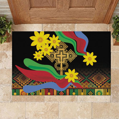 Eritrea Meskel Rubber Doormat Eritrean Tribal Meskel Daisy Flag Inspired