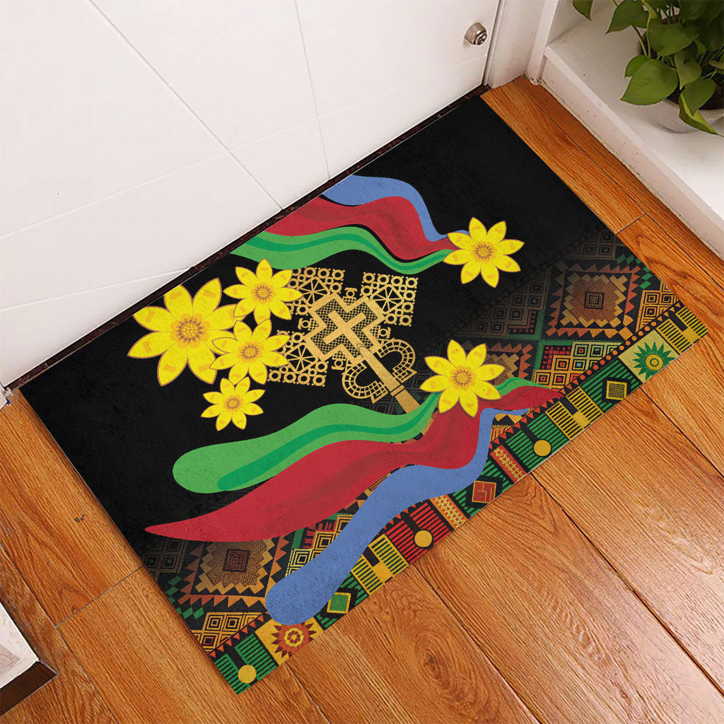 Eritrea Meskel Rubber Doormat Eritrean Tribal Meskel Daisy Flag Inspired