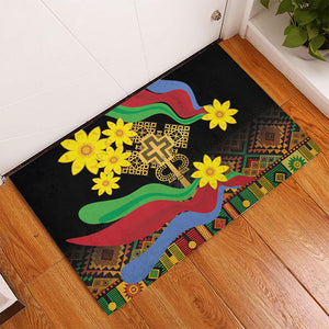 Eritrea Meskel Rubber Doormat Eritrean Tribal Meskel Daisy Flag Inspired