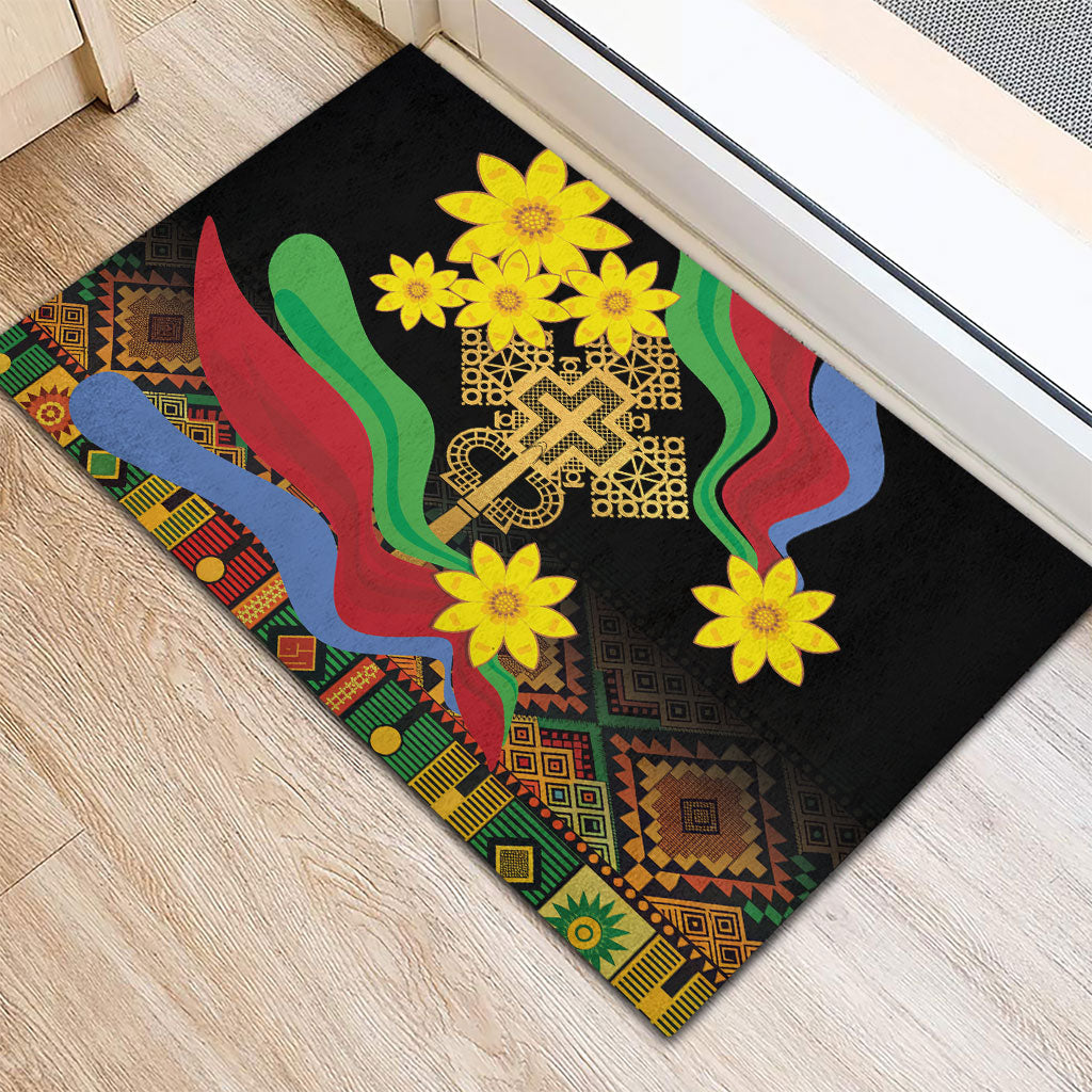 Eritrea Meskel Rubber Doormat Eritrean Tribal Meskel Daisy Flag Inspired