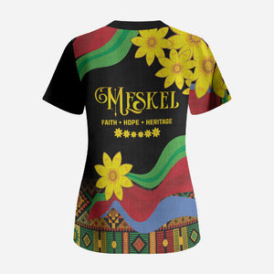 Eritrea Meskel Scrub Top Eritrean Tribal Meskel Daisy Flag Inspired