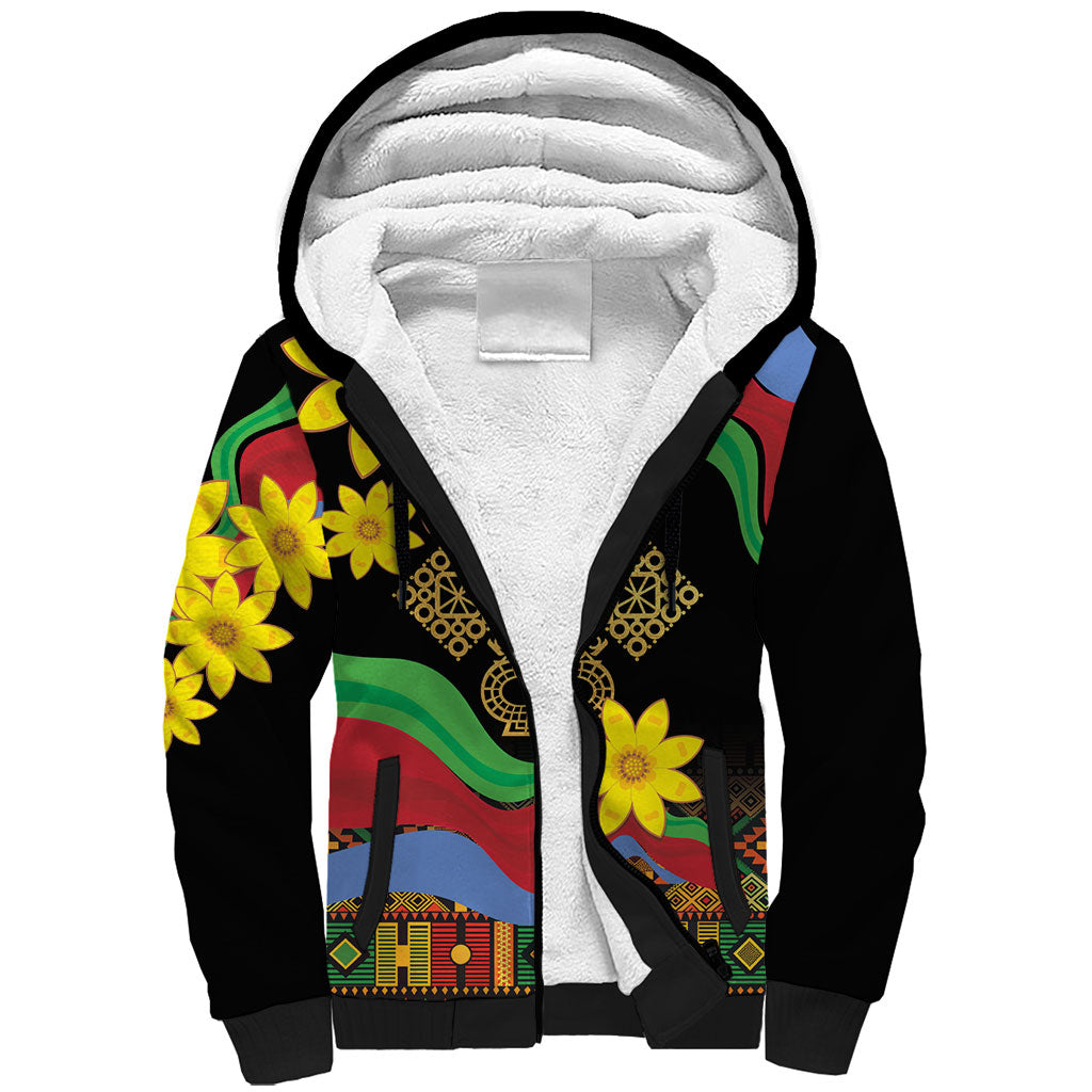 Eritrea Meskel Sherpa Hoodie Eritrean Tribal Meskel Daisy Flag Inspired