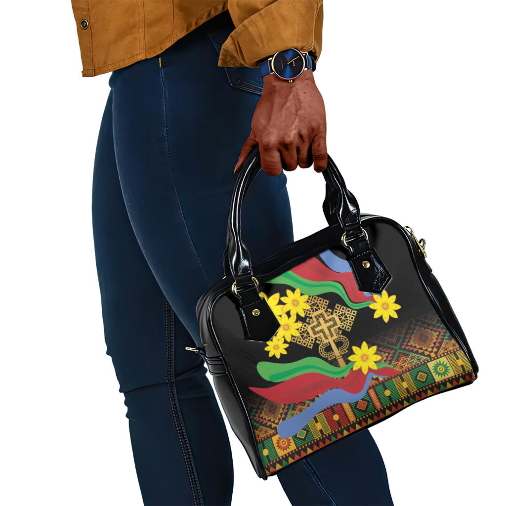 Eritrea Meskel Shoulder Handbag Eritrean Tribal Meskel Daisy Flag Inspired