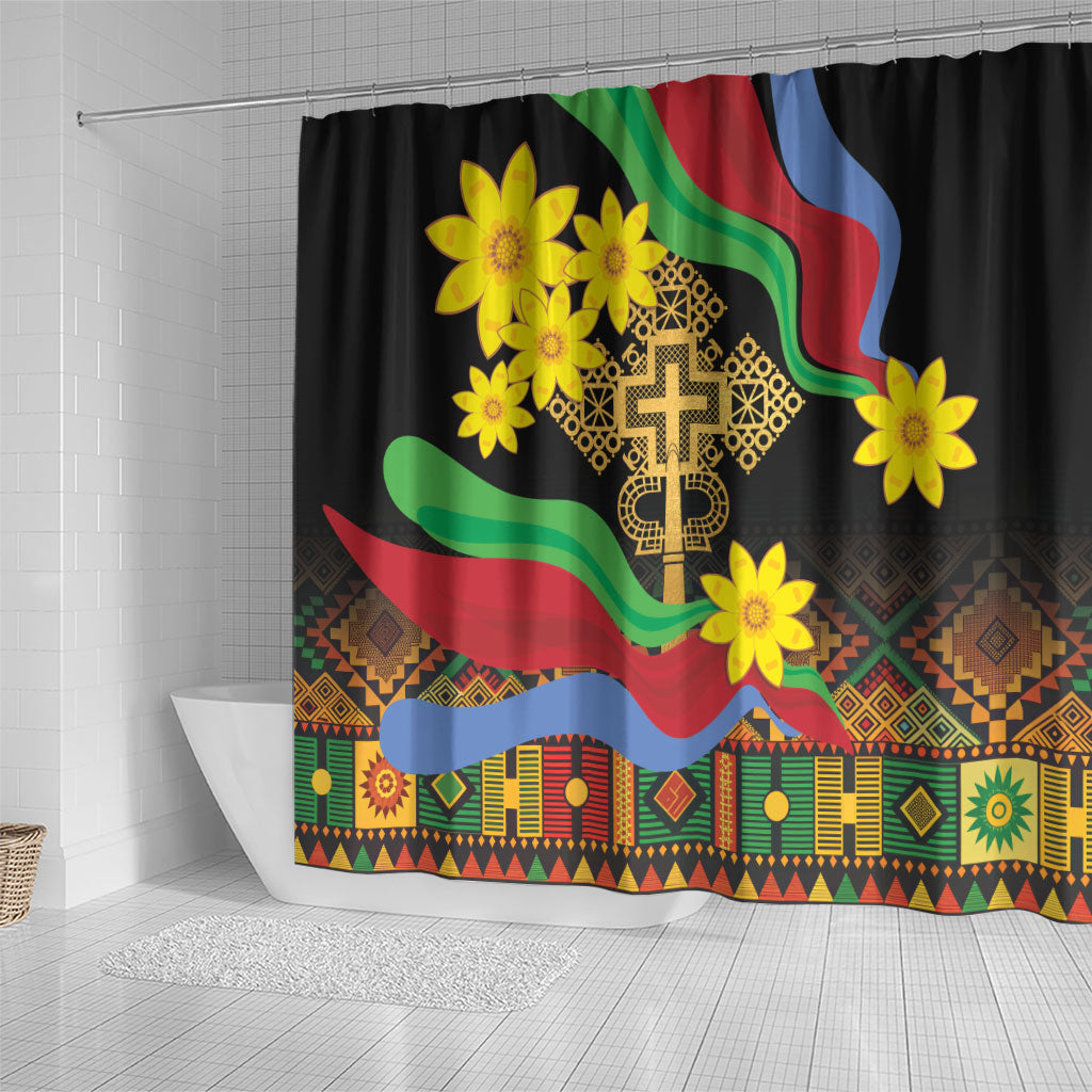 Eritrea Meskel Shower Curtain Eritrean Tribal Meskel Daisy Flag Inspired