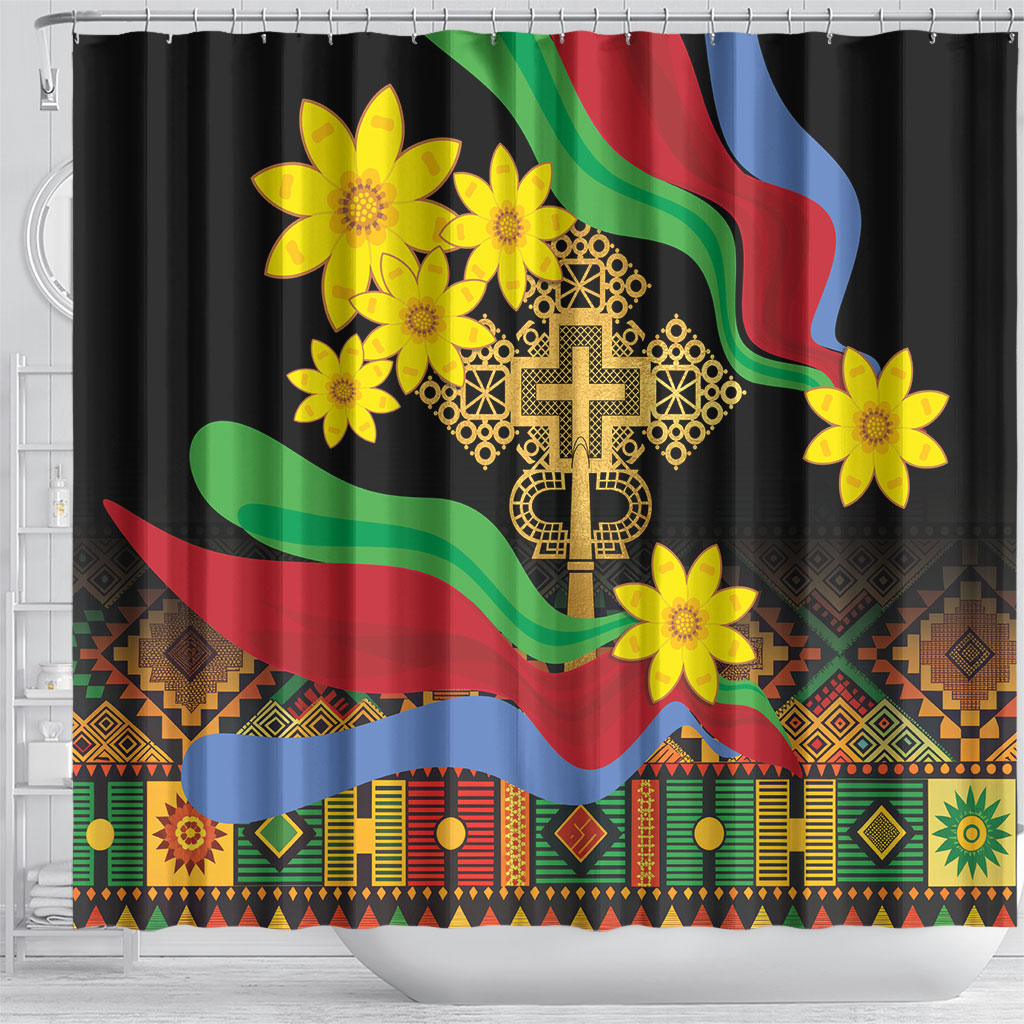 Eritrea Meskel Shower Curtain Eritrean Tribal Meskel Daisy Flag Inspired