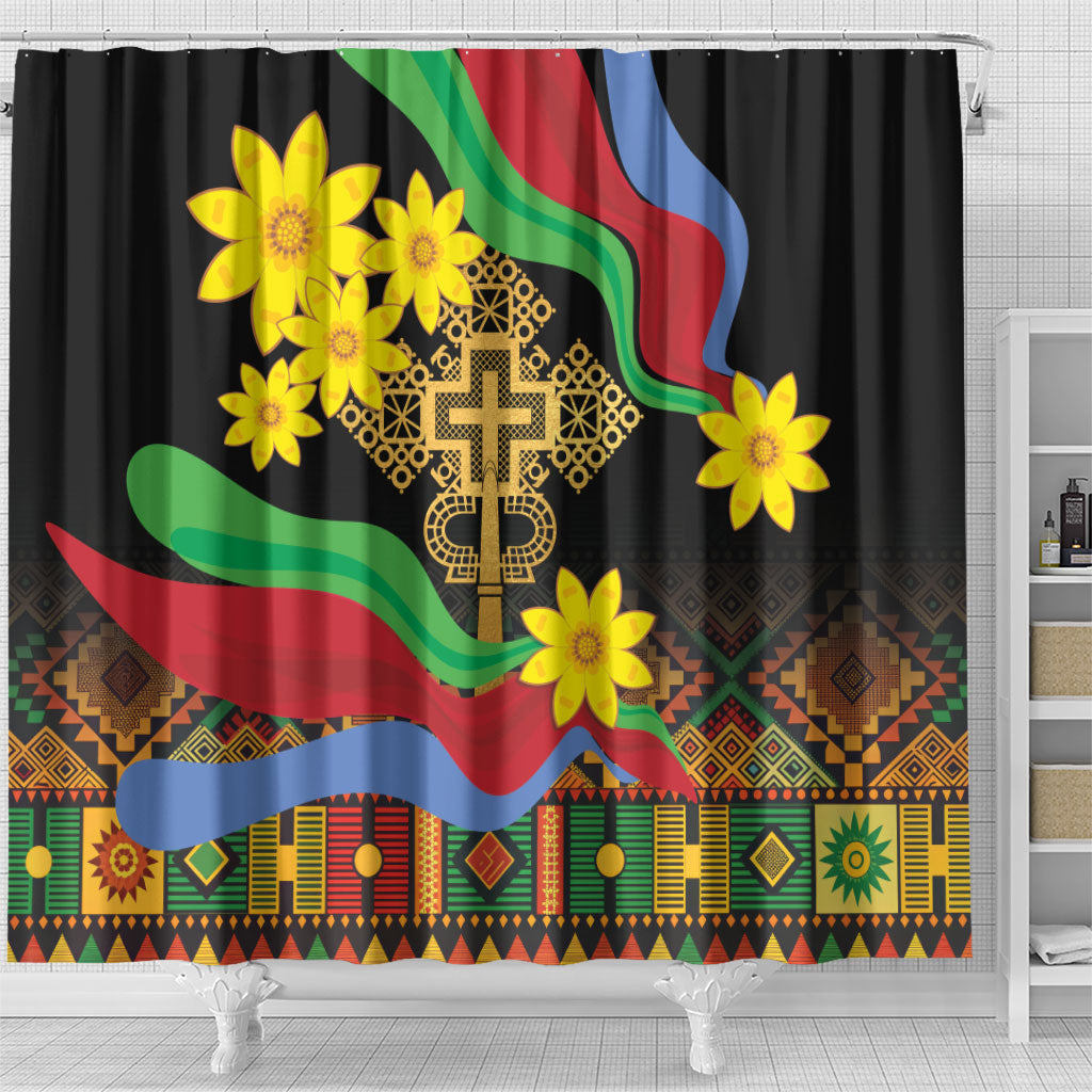 Eritrea Meskel Shower Curtain Eritrean Tribal Meskel Daisy Flag Inspired