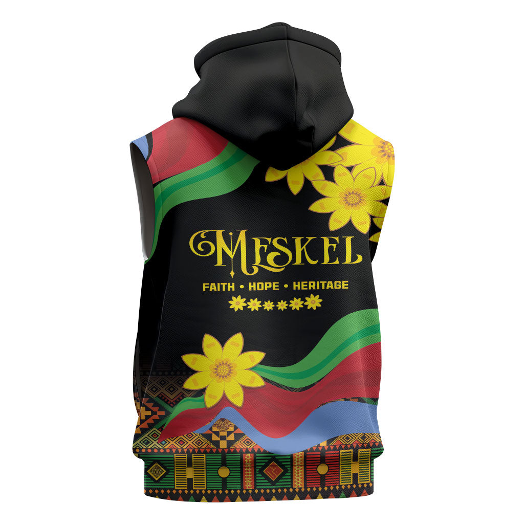 Eritrea Meskel Sleeveless Hoodie Eritrean Tribal Meskel Daisy Flag Inspired