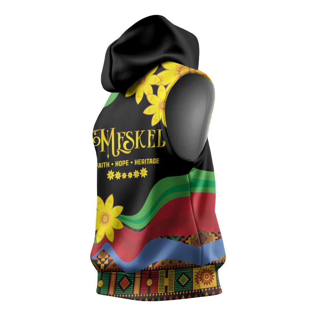 Eritrea Meskel Sleeveless Hoodie Eritrean Tribal Meskel Daisy Flag Inspired