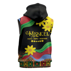 Eritrea Meskel Sleeveless Zip Hoodie Eritrean Tribal Meskel Daisy Flag Inspired