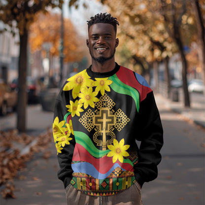 Eritrea Meskel Sweatshirt Eritrean Tribal Meskel Daisy Flag Inspired