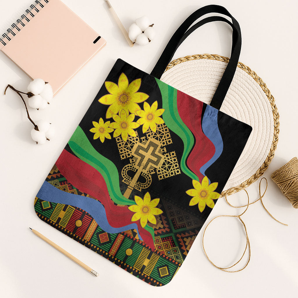 Eritrea Meskel Tote Bag Eritrean Tribal Meskel Daisy Flag Inspired