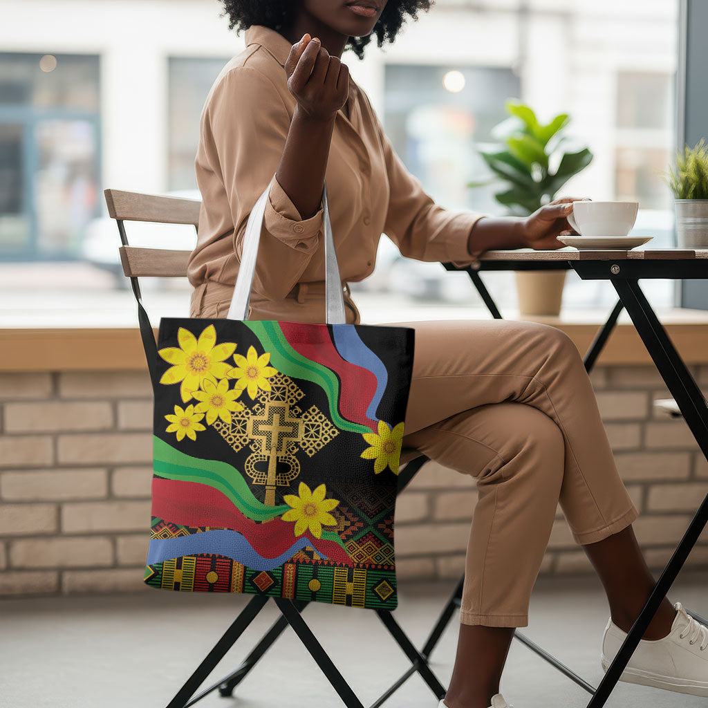 Eritrea Meskel Tote Bag Eritrean Tribal Meskel Daisy Flag Inspired