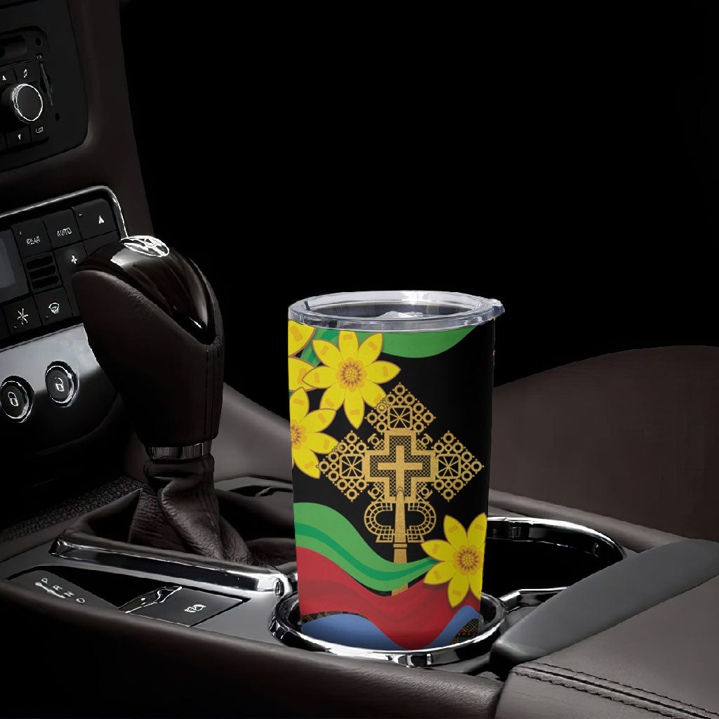 Eritrea Meskel Tumbler Cup Eritrean Tribal Meskel Daisy Flag Inspired