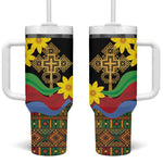 Eritrea Meskel Tumbler With Handle Eritrean Tribal Meskel Daisy Flag Inspired