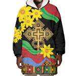 Eritrea Meskel Wearable Blanket Hoodie Eritrean Tribal Meskel Daisy Flag Inspired