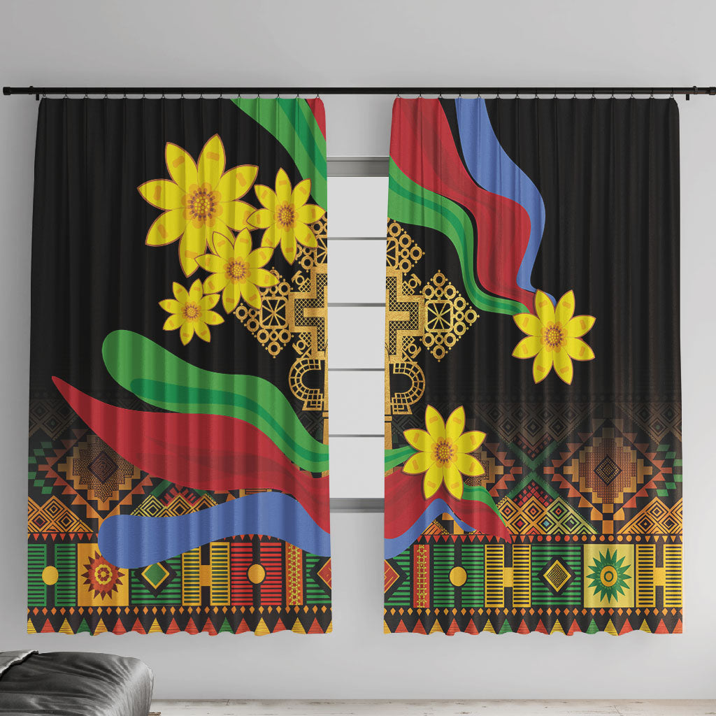 Eritrea Meskel Window Curtain Eritrean Tribal Meskel Daisy Flag Inspired
