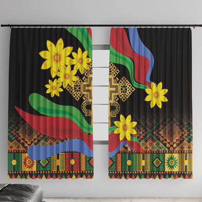 Eritrea Meskel Window Curtain Eritrean Tribal Meskel Daisy Flag Inspired