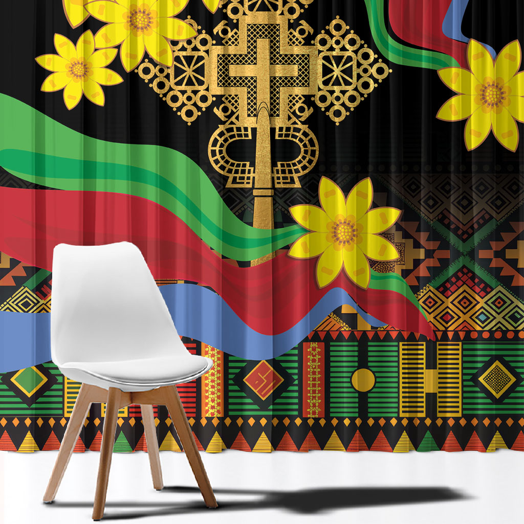 Eritrea Meskel Window Curtain Eritrean Tribal Meskel Daisy Flag Inspired
