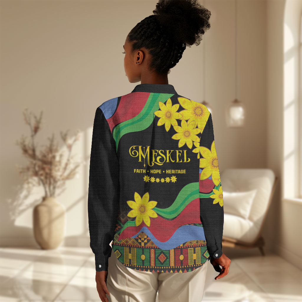 Eritrea Meskel Women Casual Shirt Eritrean Tribal Meskel Daisy Flag Inspired