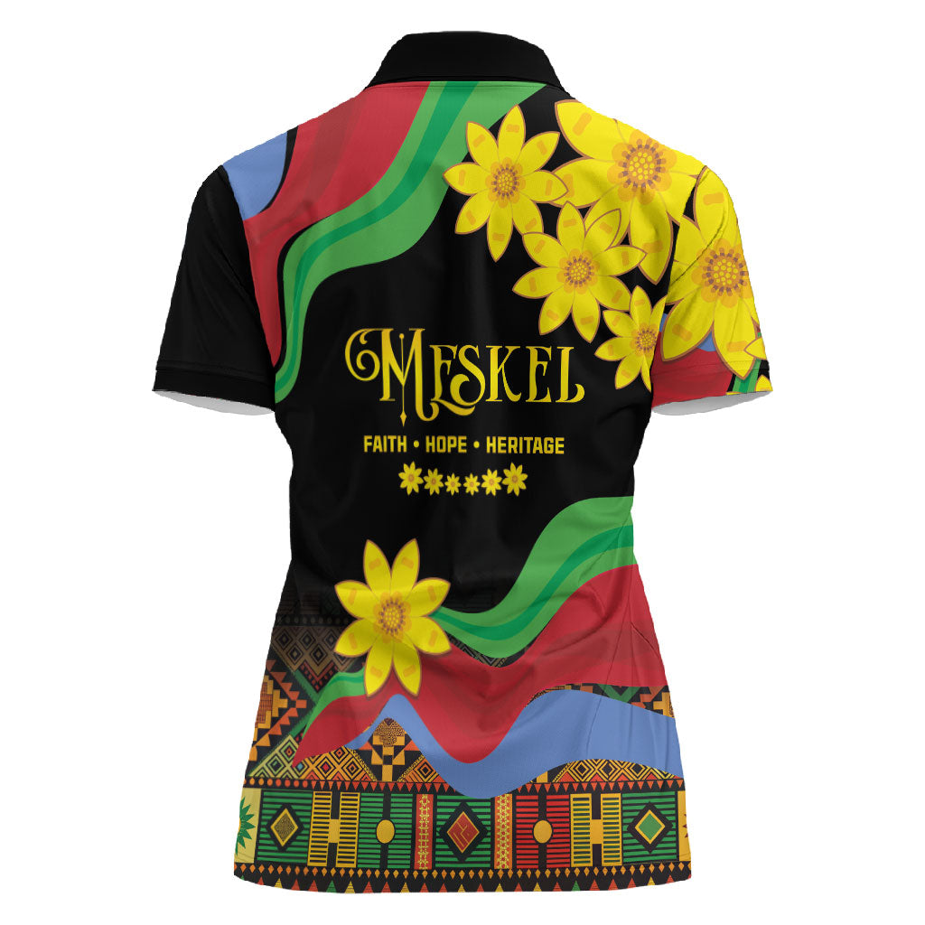 Eritrea Meskel Women Polo Shirt Eritrean Tribal Meskel Daisy Flag Inspired